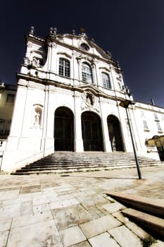Beautiful Nossa Senhora Das Merces church facade in Lisbon