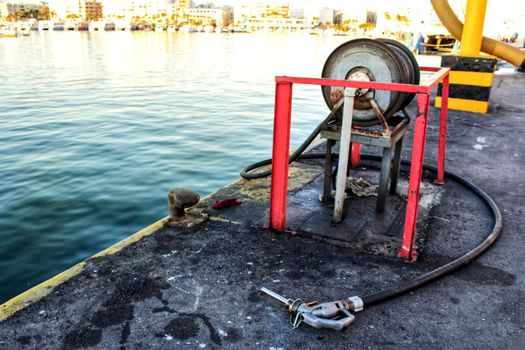 Gas station for fishing boats in the port of Santa Pola, Alicante, Spain