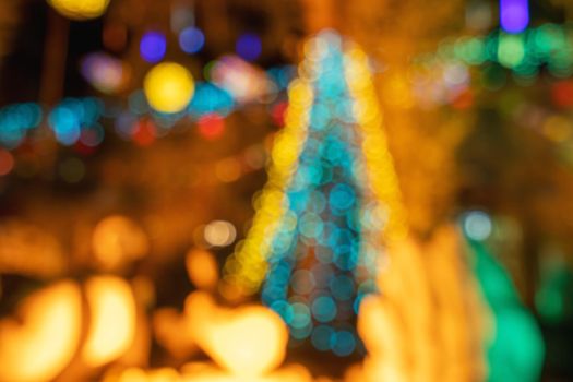 Christmas light decoration blurry background festive concept at night, bokeh