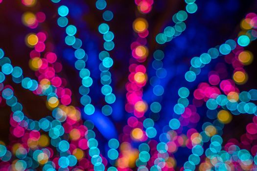 Christmas light decoration blurry background festive concept at night, bokeh