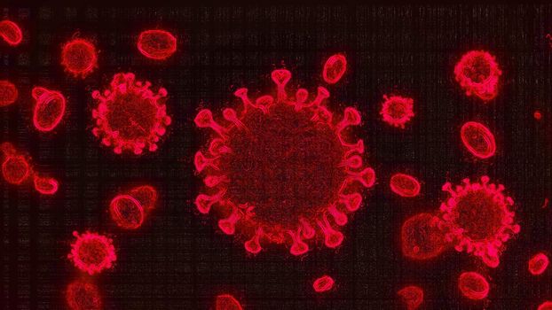 corona virus 2019-ncov flu outbreak, covid-19 , microscopic view of floating influenza virus cells