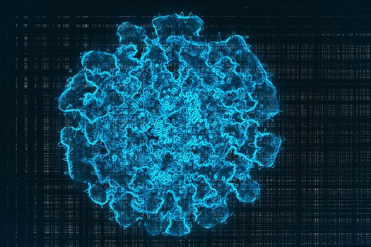 corona virus 2019   flu outbreak, covid-19  microscopic view of floating influenza virus cells