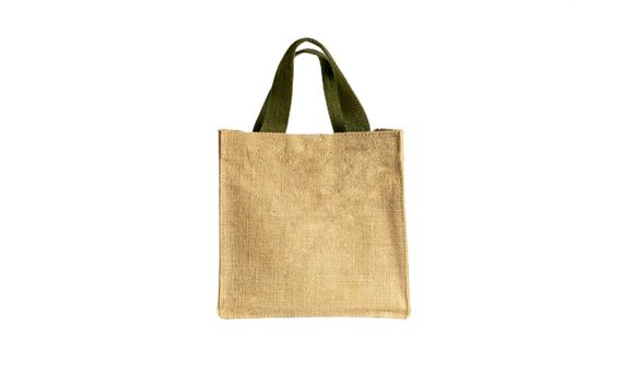 cloth eco bags blank or cotton yarn cloth bags, empty bags and green recycling symbol isolated on white, fabric cloth eco bag green empty template for campaign to use bags to reduce waste plastic