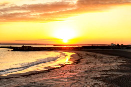 Beautiful Sunset on the beach in Santa Pola, Alicante, Spain