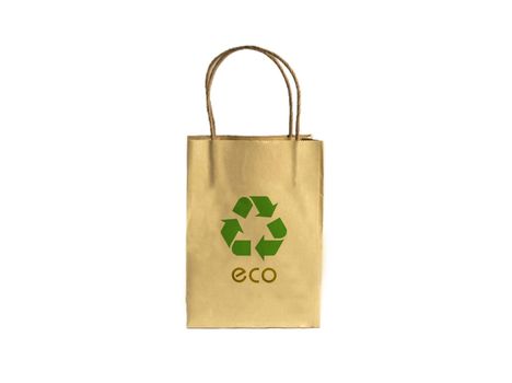 Brown shopping bag with recycle symbol 