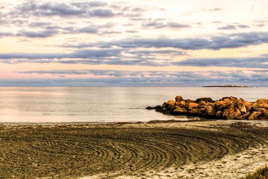 Beautiful Sunset on the beach in Santa Pola, Alicante, Spain