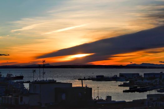 Beautiful Sunset on the beach in Santa Pola, Alicante, Spain