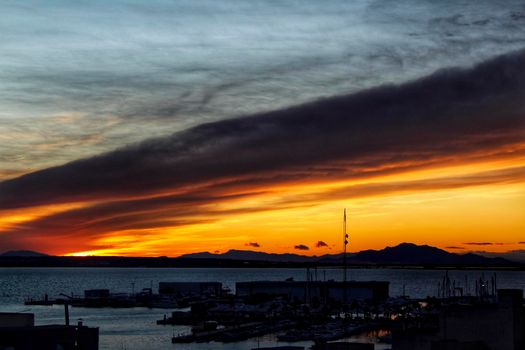Beautiful Sunset on the beach in Santa Pola, Alicante, Spain