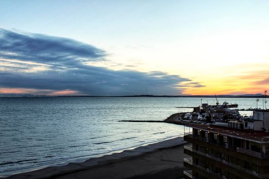 Beautiful Sunset on the beach in Santa Pola, Alicante, Spain