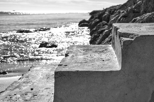 Sunny day on the beach in winter in Santa Pola, Alicante