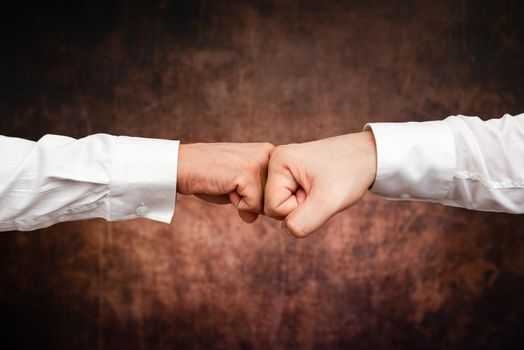 Two Professional Well-Dressed Corporate Businessmen Handshake Indoors