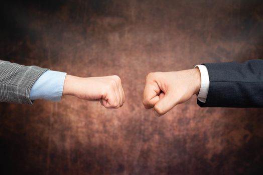 Two Professional Well-Dressed Corporate Businessmen Handshake Indoors