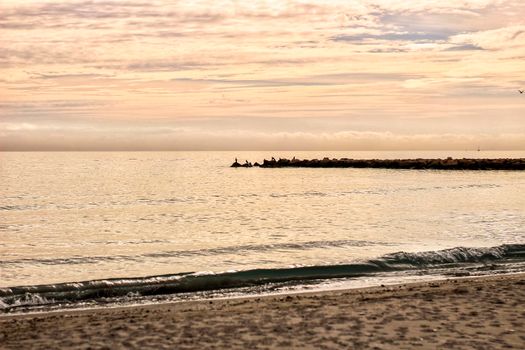 Beach at sunset in Santa Pola, Alicante, Spain