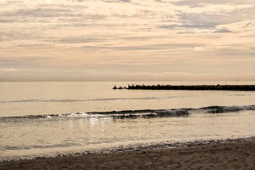 Beach at sunset in Santa Pola, Alicante, Spain