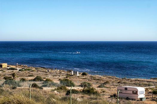 Green Landscape in southern Spain on the beach. Alicante coast.