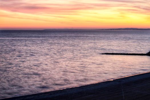 Beautiful and colorful Sunset in Santa Pola, a small fishing village in southern Spain