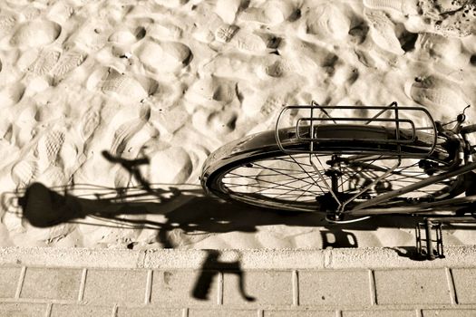 Beautiful Vintage bicycle on the beach in Santa Pola, Spain