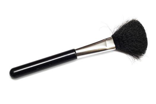 Makeup brush close up, isolated on white background