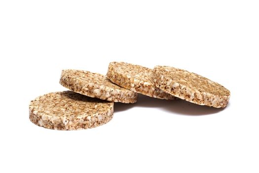 Buckwheat bread diet food close up, isolated on white background