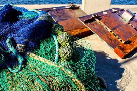 Fishing nets background in the port of Santa Pola, Alicante