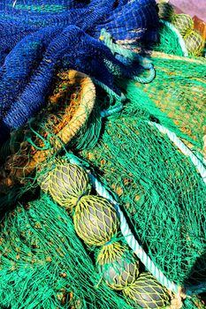 Fishing nets background in the port of Santa Pola, Alicante