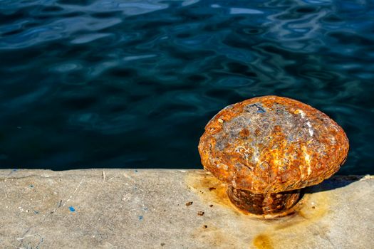 Mooring post at the dock in Santa Pola, Alicante