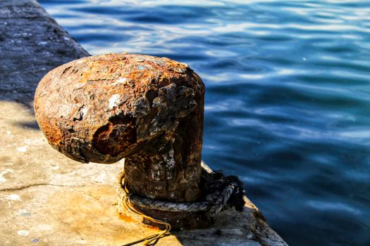 Mooring post at the dock in Santa Pola, Alicante