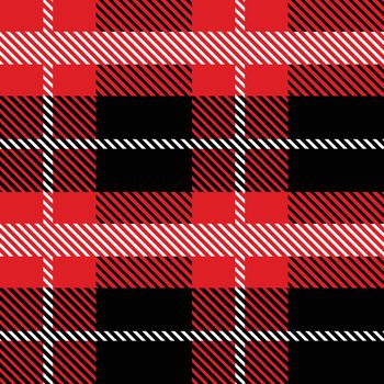 Red and black Scotland textile seamless pattern. Fabric texture check tartan plaid. Abstract geometric background for cloth, card, fabric. Monochrome graphic repeating design. Modern squared ornament