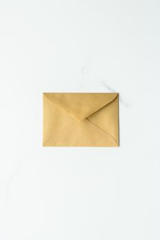 Communication, newsletter and business concept - Envelopes on marble background, message