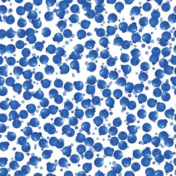 Seamless pattern with blueberry on white background. Natural fresh ripe tasty blueberries. Vector illustration for background, packaging, textile, fabric and various other designs.