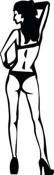 Woman silhouette in lingerie. Vector illustration