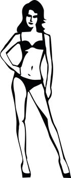 Woman silhouette in lingerie. Vector illustration