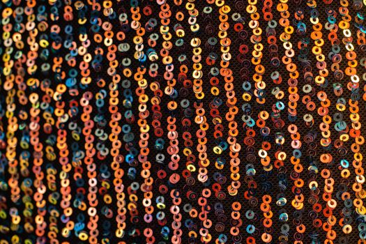 Sequined Circular Beaded for Glamour Vibrant Glittery Bokeh Festive Cloth