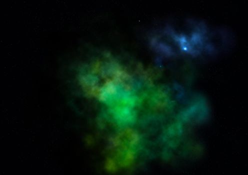 Far being shone nebula and star field against space. Elements of this image furnished by NASA . 3D rendering.