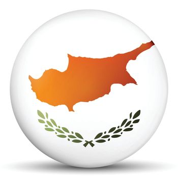 Glass light ball with flag of Cyprus. Round sphere, template icon. National symbol. Glossy realistic ball, 3D abstract vector illustration highlighted on a white background. Big bubble.