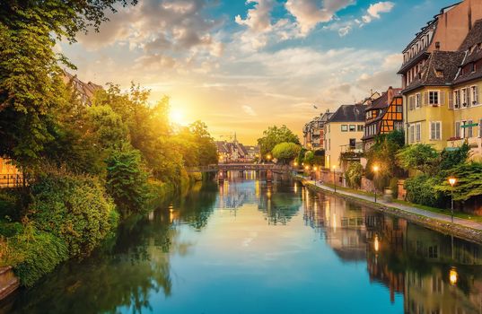 Strasbourg cityscape on a warm summer evening, France