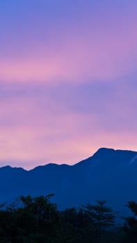 Colorful Sky over the mountain in evening time