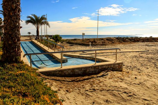 Beach with access for disabled people in southern Spain, Santa Pola, Alicante