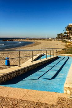 Beach with access for disabled people in southern Spain, Santa Pola, Alicante