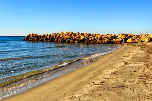 Beach in the morning in Southern Spain, Santa Pola, Alicante
