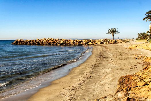 Beach in the morning in Southern Spain, Santa Pola, Alicante