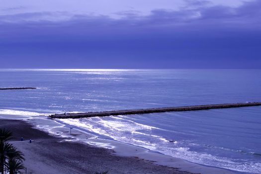 Spectacular and colorful morning in the bay of Santa Pola, Alicante, Spain in autumn
