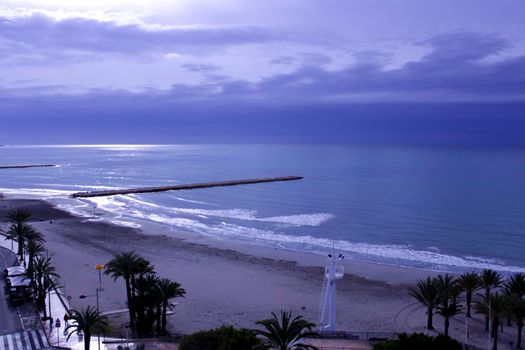 Spectacular and colorful morning in the bay of Santa Pola, Alicante, Spain in autumn