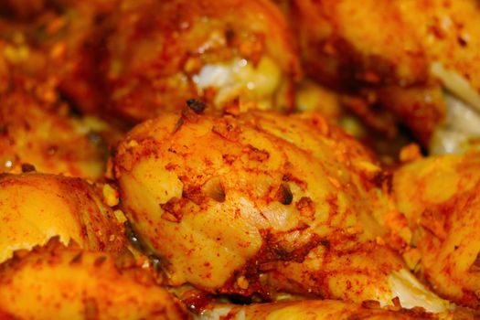 Beautiful fragrant cooked chicken in the oven