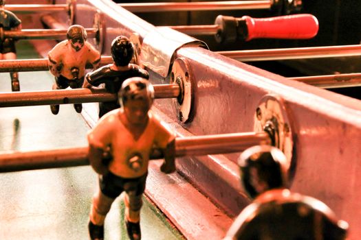 Old foosball table in a bar in Spain
