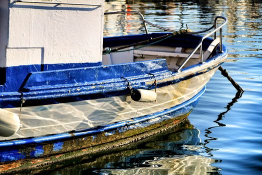 Fishing Boats moored in the port of Santa Pola, Alicante. Spain.