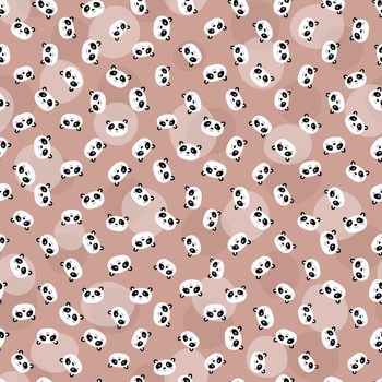 Seamless pattern with cute panda on color background. Funny asian animals. Card, postcards for kids. Flat vector illustration for fabric, textile, wallpaper, poster, gift wrapping paper.
