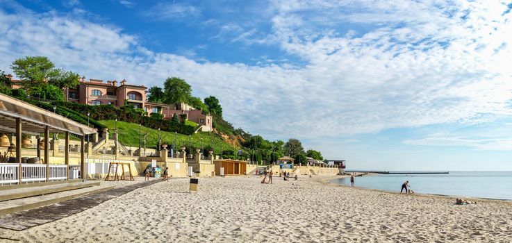 01.06.2021. Public beach Golden Coast in Odessa, Ukraine, on a sunny summer morning