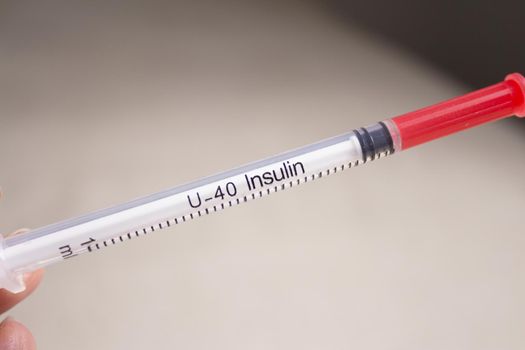 Set of syringes for injecting insulin. No people