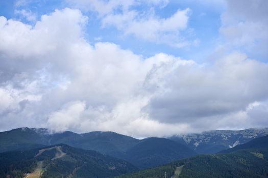 mountain landscape with cloud sky Carpathian Ukraine Beautiful landscape view